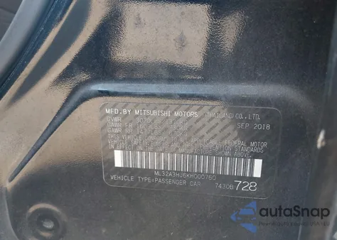 2019 Mitsubishi Mirage Es из США, поврежденный, VIN ML32A3HJ6KH000760